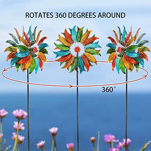 aboxoo 360 Wind Spinner,Extra Large Wind Spinners 22.8in Outdoor Clearance Metal Kinetic Spinners with Strong Wind Resistance,Garden Windmill for Yard and Garden Lawn