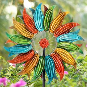 aboxoo 360 Wind Spinner,Extra Large Wind Spinners 22.8in Outdoor Clearance Metal Kinetic Spinners with Strong Wind Resistance,Garden Windmill for Yard and Garden Lawn