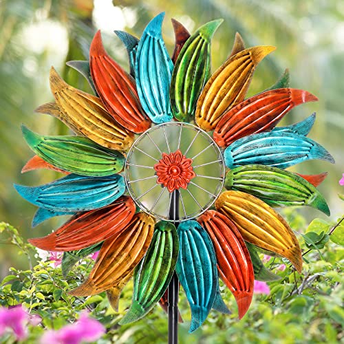 aboxoo 360 Wind Spinner,Extra Large Wind Spinners 22.8in Outdoor Clearance Metal Kinetic Spinners with Strong Wind Resistance,Garden Windmill for Yard and Garden Lawn