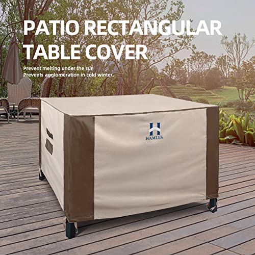 HAMLER Patio Furniture Covers, Rectangular Patio Heavy Duty Table Cover, 420D Tough Oxford Cloth Waterproof Outdoor Dining Table & Chairs General Purpose Furniture Cover 102" L x 102" W x 27.5" H