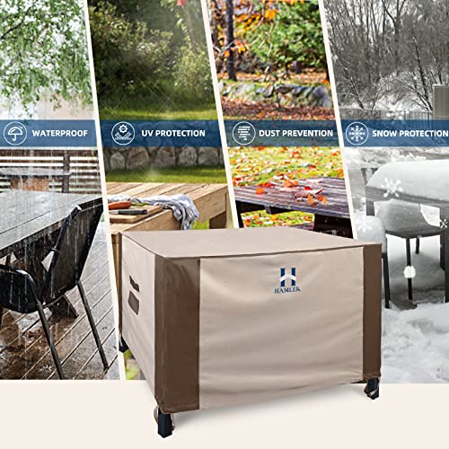 HAMLER Patio Furniture Covers, Rectangular Patio Heavy Duty Table Cover, 420D Tough Oxford Cloth Waterproof Outdoor Dining Table & Chairs General Purpose Furniture Cover 102" L x 102" W x 27.5" H