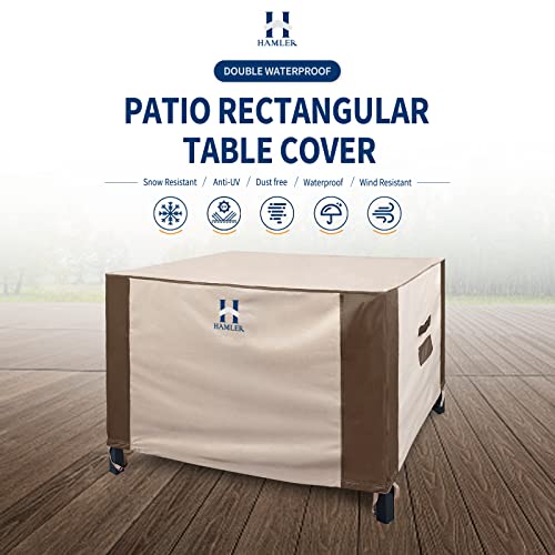 HAMLER Patio Furniture Covers, Rectangular Patio Heavy Duty Table Cover, 420D Tough Oxford Cloth Waterproof Outdoor Dining Table & Chairs General Purpose Furniture Cover 102" L x 102" W x 27.5" H