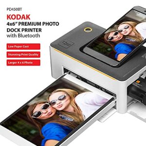 Kodak Dock Premium 4x6” Portable Instant Photo Printer (2022 Edition) Bundled with 50 Sheets | Full Color Photos, 4Pass & Lamination Process | Compatible with iOS, Android, and Bluetooth Devices
