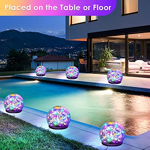 Keevvon Solar Garden Lights - 2 Pack of Solar Starburst Swaying Light and 4 Pack of Cracked Glass Solar Globe Lights, Solar Outdoor Lights Decorative Yard Patio Pathway Decoration, Warm White, Multico