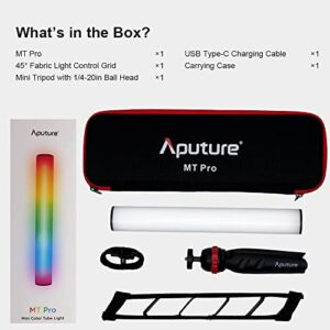 Aputure MT Pro,RGBWW Mini Tube Light,36 Pixel-Mappable,7.5W 2000K to10000K,9 Built-in Battery System FX with Grid and Tripod