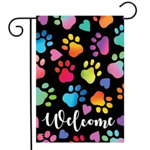 Briarwood Lane Rainbow Pawprints Welcome Garden Flag Dogs Cats Pet 12.5" x 18"
