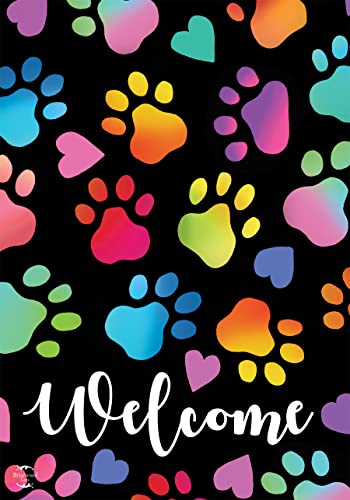 Briarwood Lane Rainbow Pawprints Welcome Garden Flag Dogs Cats Pet 12.5" x 18"
