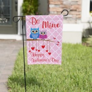 Be Mine Owl Garden Flag - Pink Valentine's Day Yard Decor - Double Sided Valentines Day Flags - Owls Hearts Welcome Sign Decoration by Jolly Jon