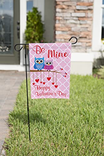 Be Mine Owl Garden Flag - Pink Valentine's Day Yard Decor - Double Sided Valentines Day Flags - Owls Hearts Welcome Sign Decoration by Jolly Jon