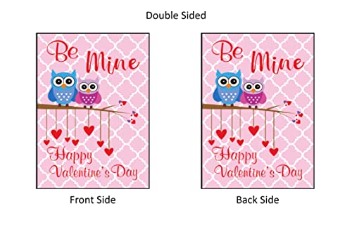 Be Mine Owl Garden Flag - Pink Valentine's Day Yard Decor - Double Sided Valentines Day Flags - Owls Hearts Welcome Sign Decoration by Jolly Jon