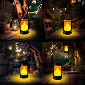 Solar Garden Lantern Light Mason Jar Torch Lights Hanging or Stick in Lawn for Outdoor Patio Garden Table Decor Gift-2 Pack