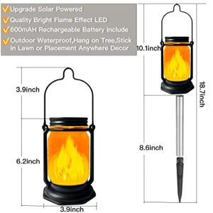 Solar Garden Lantern Light Mason Jar Torch Lights Hanging or Stick in Lawn for Outdoor Patio Garden Table Decor Gift-2 Pack