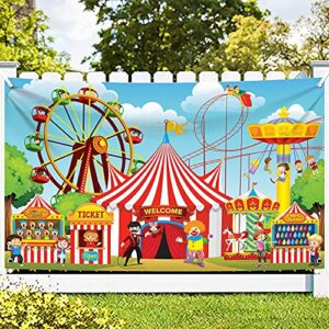 katchon, carnival backdrop for carnival decorations – xtralarge, 72×44 inch | carnival theme party decorations | carnival banner, circus theme party decorations, circus decorations | circus banner