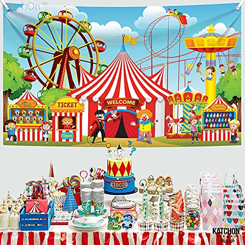 KatchOn, Carnival Backdrop for Carnival Decorations - XtraLarge, 72x44 Inch | Carnival Theme Party Decorations | Carnival Banner, Circus Theme Party Decorations, Circus Decorations | Circus Banner