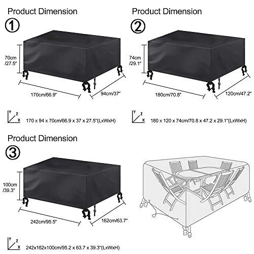 Bigzzia Patio Furniture Set Cover, Rattan Cube Set Cover 420D Oxford Fabric Patio Table Cover Windproof Anti-UV with 4 Fixing Buckles for Garden Tables Chairs (126x126x74cm/49.6x49.6x29.1)
