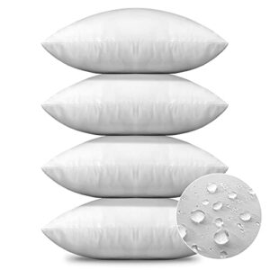otostar premium outdoor pillow inserts 20×20 inch set of 4 waterproof throw pillow inserts square garden patio pillow stuffer form decorative outdoor pillows for couch bed sham cushion stuffer (white)