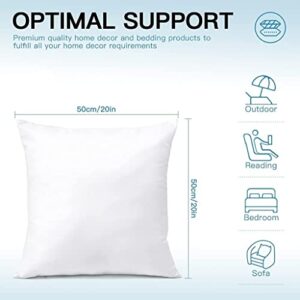 OTOSTAR Premium Outdoor Pillow Inserts 20x20 Inch Set of 4 Waterproof Throw Pillow Inserts Square Garden Patio Pillow Stuffer Form Decorative Outdoor Pillows for Couch Bed Sham Cushion Stuffer (White)