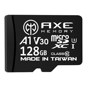 axe memory 128gb microsdxc memory card + sd adapter with a1 app performance, v30 uhs-i u3 4k