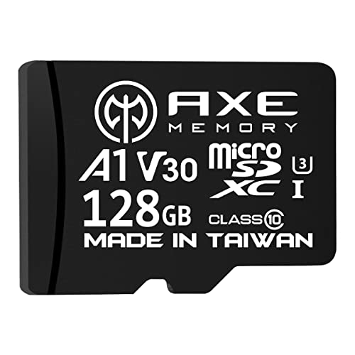 AXE MEMORY 128GB microSDXC Memory Card + SD Adapter with A1 App Performance, V30 UHS-I U3 4K