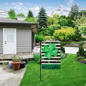 St Patricks Day Garden Flag, St Patricks Day Flag Double Sided Lucky Clover Garden Flag Shamrock St Patricks Day Yard Flag, Holiday Yard Outdoor Flag 12×18 Inch