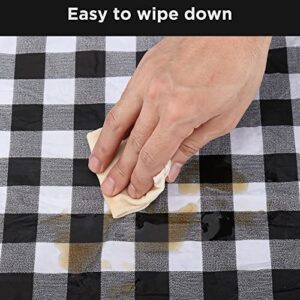 Outdoor Picnic Table Covers with Bench Covers Set - Waterproof/Elastic/Easy to Fitted for Camping/Tablecloth/Patio/Garden- (Black and White 3pcs )