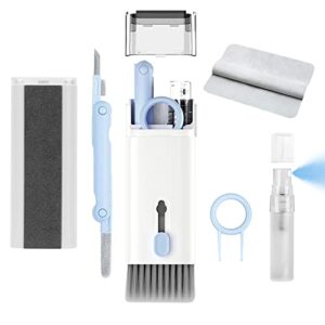 7 in 1 electronic cleaner kit – keyboard cleaner, keyboard cleaning kit, laptop cleaner with brush, electronic cleaner for airpods pro/laptop/phone/computer/screen (give away a flannel cloth) blue