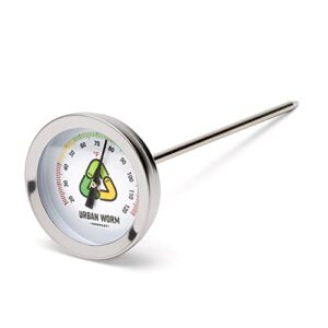 urban worm soil thermometer – 5-in stanless steel stem – perfect for gardening & worm bin