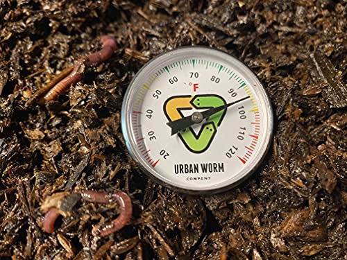 Urban Worm Soil Thermometer - 5-in Stanless Steel Stem - Perfect for Gardening & Worm Bin