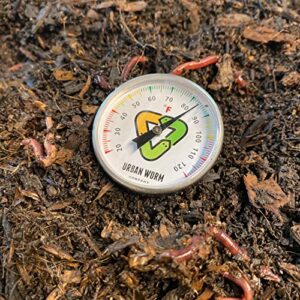 Urban Worm Soil Thermometer - 5-in Stanless Steel Stem - Perfect for Gardening & Worm Bin