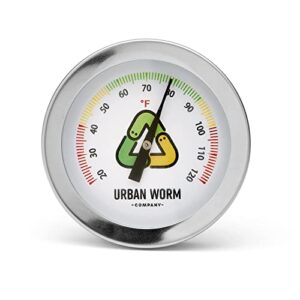 Urban Worm Soil Thermometer - 5-in Stanless Steel Stem - Perfect for Gardening & Worm Bin