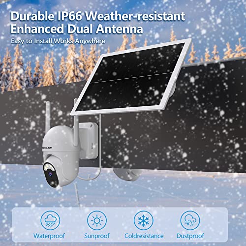 SOLIOM Solar Security Cameras Wireless Outdoor Battery Powered Mini Camera Pan Tilt 355°View with 1080p Night Vision,Spotlight PIR Motion Sensor,2-Way Talk, S40 WiFi