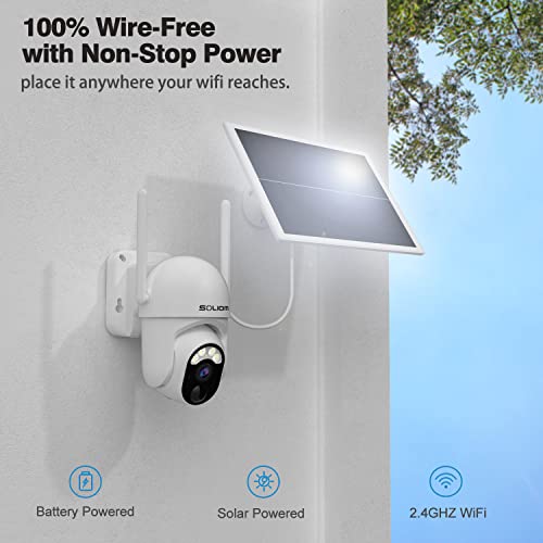 SOLIOM Solar Security Cameras Wireless Outdoor Battery Powered Mini Camera Pan Tilt 355°View with 1080p Night Vision,Spotlight PIR Motion Sensor,2-Way Talk, S40 WiFi