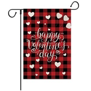 EDDERT Happy Valentine's Day Garden Flag Vertical Double Sided, Burlap Love Hearts Tree Red Truck with Rose Flowers Yard Outdoor Decorations 12.5 x 18 Inch (Valentine's Day Letters)