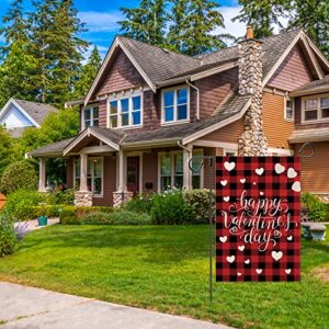 EDDERT Happy Valentine's Day Garden Flag Vertical Double Sided, Burlap Love Hearts Tree Red Truck with Rose Flowers Yard Outdoor Decorations 12.5 x 18 Inch (Valentine's Day Letters)