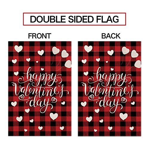 EDDERT Happy Valentine's Day Garden Flag Vertical Double Sided, Burlap Love Hearts Tree Red Truck with Rose Flowers Yard Outdoor Decorations 12.5 x 18 Inch (Valentine's Day Letters)