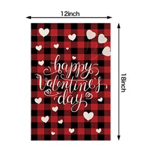 EDDERT Happy Valentine's Day Garden Flag Vertical Double Sided, Burlap Love Hearts Tree Red Truck with Rose Flowers Yard Outdoor Decorations 12.5 x 18 Inch (Valentine's Day Letters)