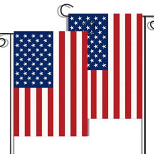 2 pack american flag garden flags, 12” x 18” double-sided patriotic garden flag vibrant color, memorial day 4th of july banner outdoor decor yard sign