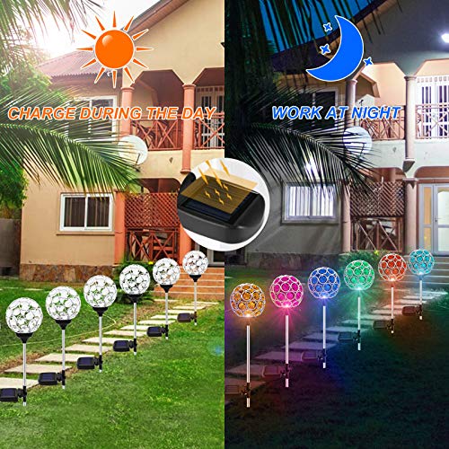 2 Pack Solar Lights Outdoor Decorative - Magic Crystal Waterproof Solar Globe Lights, 7 Color Changing LED Solar Garden Stake Lights for Patio Lawn Yard Walkway Pathway Halloween Christmas Decor