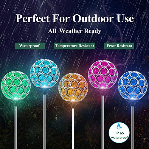 2 Pack Solar Lights Outdoor Decorative - Magic Crystal Waterproof Solar Globe Lights, 7 Color Changing LED Solar Garden Stake Lights for Patio Lawn Yard Walkway Pathway Halloween Christmas Decor