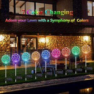 2 Pack Solar Lights Outdoor Decorative - Magic Crystal Waterproof Solar Globe Lights, 7 Color Changing LED Solar Garden Stake Lights for Patio Lawn Yard Walkway Pathway Halloween Christmas Decor