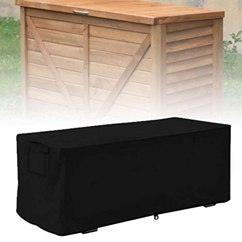 Garden Deck Box Cover 210D Oxford Fabric Cover Waterproof UV Proof Storage Box Protective Cover Outdoor Furniture Cover 123x62x55cm( Black)