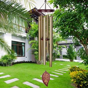 Memorial Wind Chimes Outdoor - 30 Inch 6 Rustproof Aluminum Tubes Wooden Wind Bell Sympathy Romantic Wind Chimes for Outside, Best Gift for Home Decor Garden Patio Outdoor(Golden)