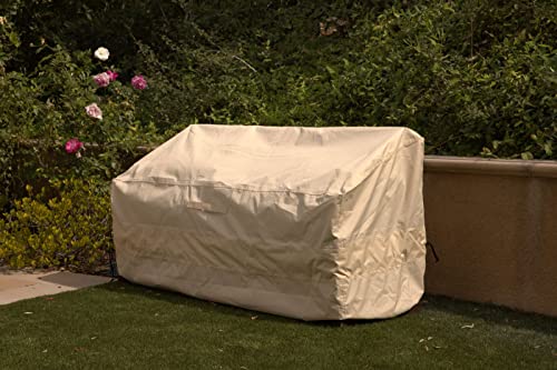 WJ-X3 2-Seater Outdoor Loveseat Covers, Heavy Duty Patio Couch Covers, Patio Sofa Covers Waterproof, High Wind Resistant Design for Outdoor Furniture Cover, 58W x 40D x 35H, Beige