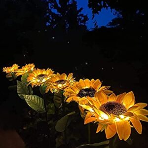 Solar Lights Outdoor Garden Decor, Christmas Lights for Pathway Patio Decor, 2PCS 26'' Waterproof LED Sunflower Decorative Lights for Backyard Decorations Outdoor, Path Light for Courtyard Backyard