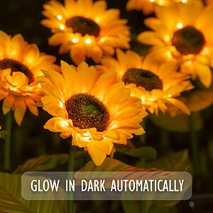 Solar Lights Outdoor Garden Decor, Christmas Lights for Pathway Patio Decor, 2PCS 26'' Waterproof LED Sunflower Decorative Lights for Backyard Decorations Outdoor, Path Light for Courtyard Backyard