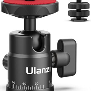 Mini Ball Head, ULANZI H28 Panoramic Tripod Head + Dual Hot Shoe Mount DSLR Camera Mount Adapter Photograph Attachment Accessories for Gopro Cam Camcorder Smartphone Light Microphone Loading 5.5lb