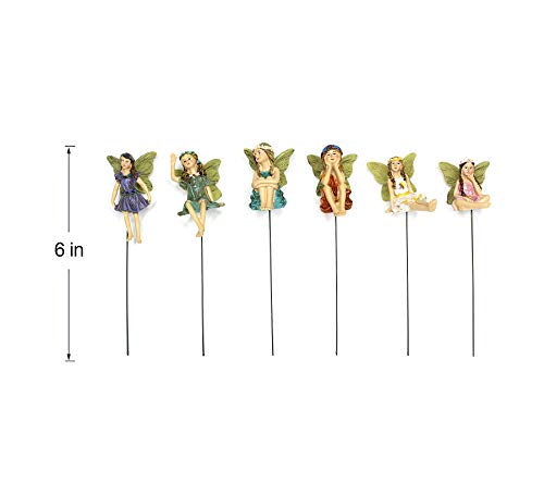 Dorlotou Fairy Garden Figurines 6pcs Miniature Fairies for Outdoor Garden Décor