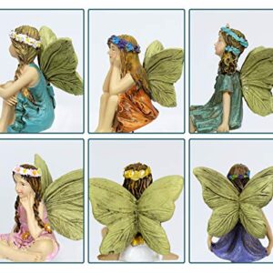 Dorlotou Fairy Garden Figurines 6pcs Miniature Fairies for Outdoor Garden Décor