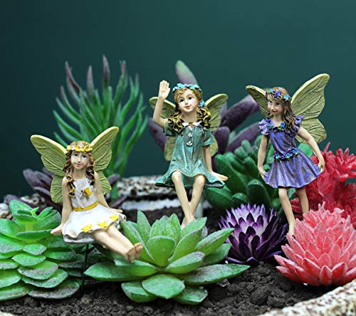 Dorlotou Fairy Garden Figurines 6pcs Miniature Fairies for Outdoor Garden Décor