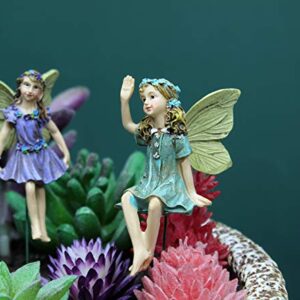 Dorlotou Fairy Garden Figurines 6pcs Miniature Fairies for Outdoor Garden Décor